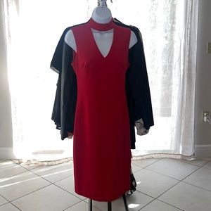 Red keyhole dress